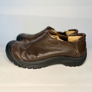 KEEN Ashland Slip On Shoes Mens 11.5 Brown Leather Comfort Casual Work Boots
